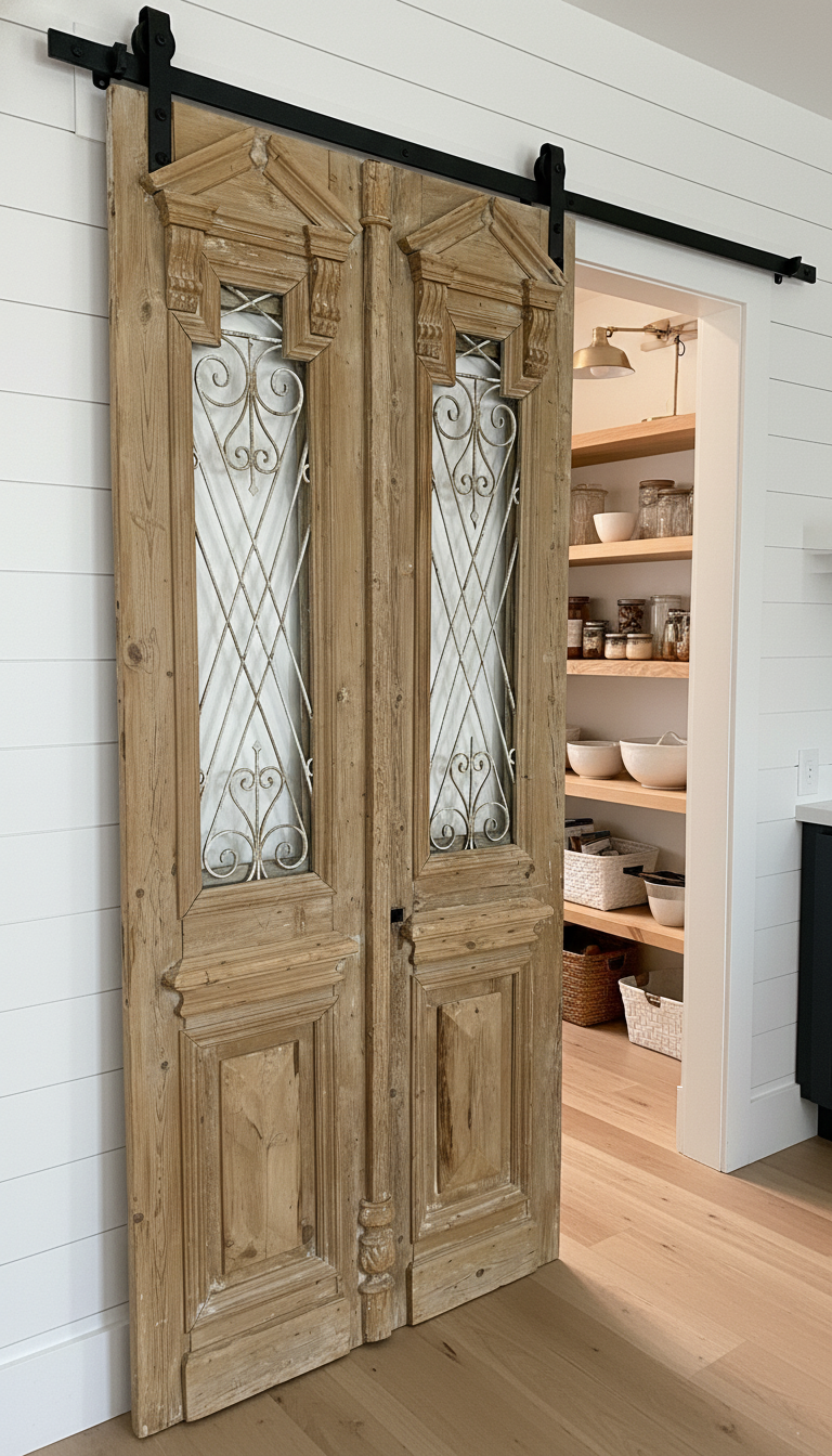 Antique French panel doors with Metal (96.5x43.5) P88