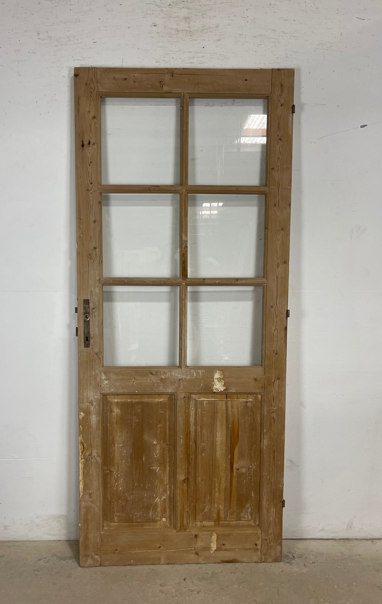 Antique French Panel Door with Glass  (85 x 36) M228