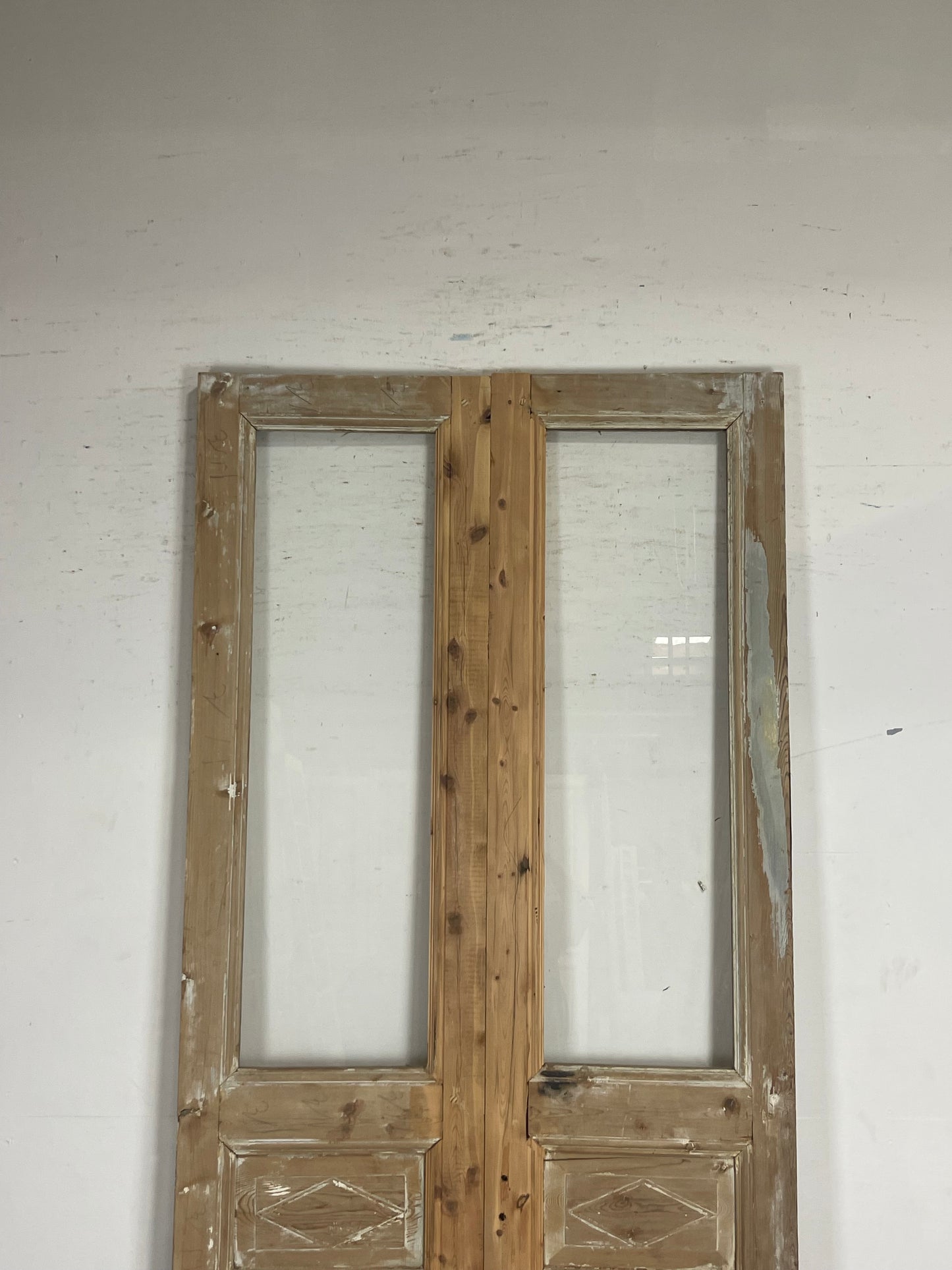 Antique French Panel Doors with glass (102.5x43.25) M267