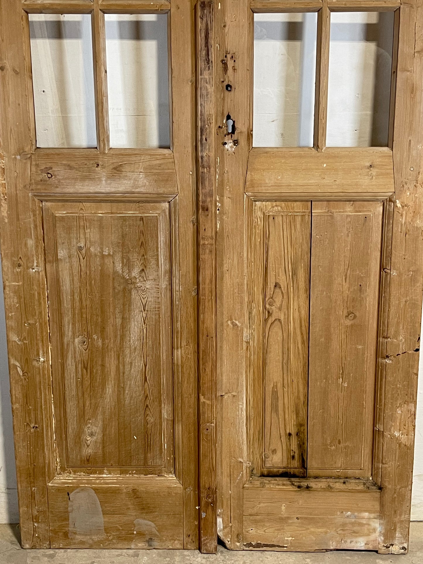 Antique French panel doors with glass (104.25x43.5) L152