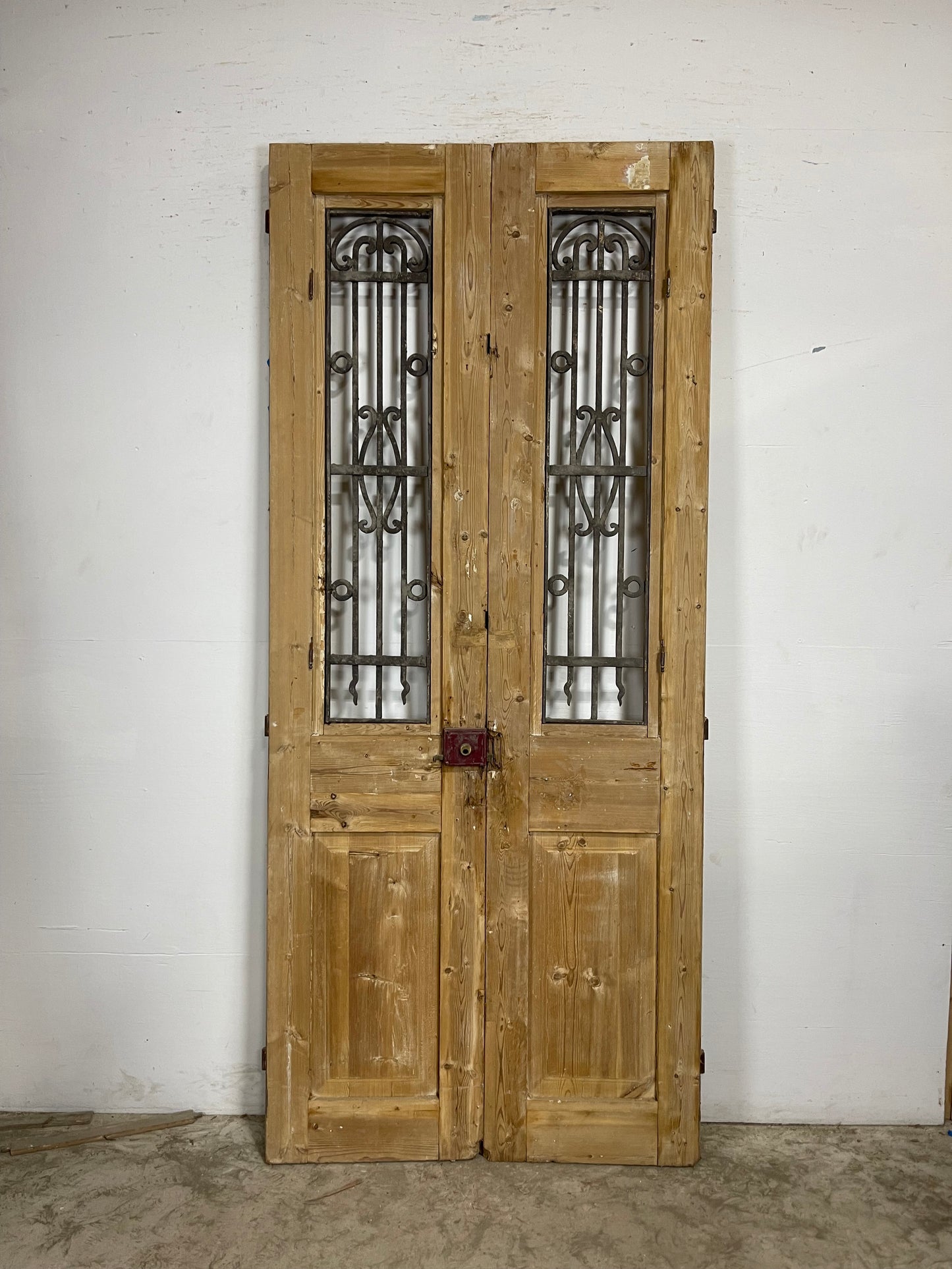 Antique French Panel Doors with Metal (93.5 x 40.5) M065