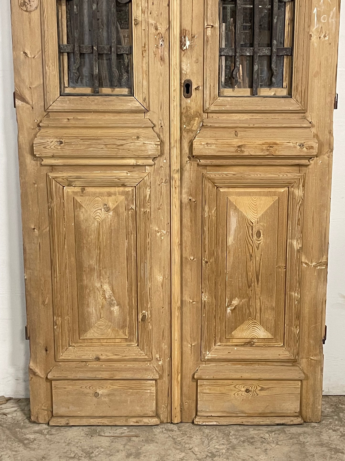 Antique French Panel Doors with Metal (97.5 x 40.5) M063