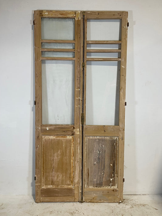 Antique French panel doors with glass (91x43) L205