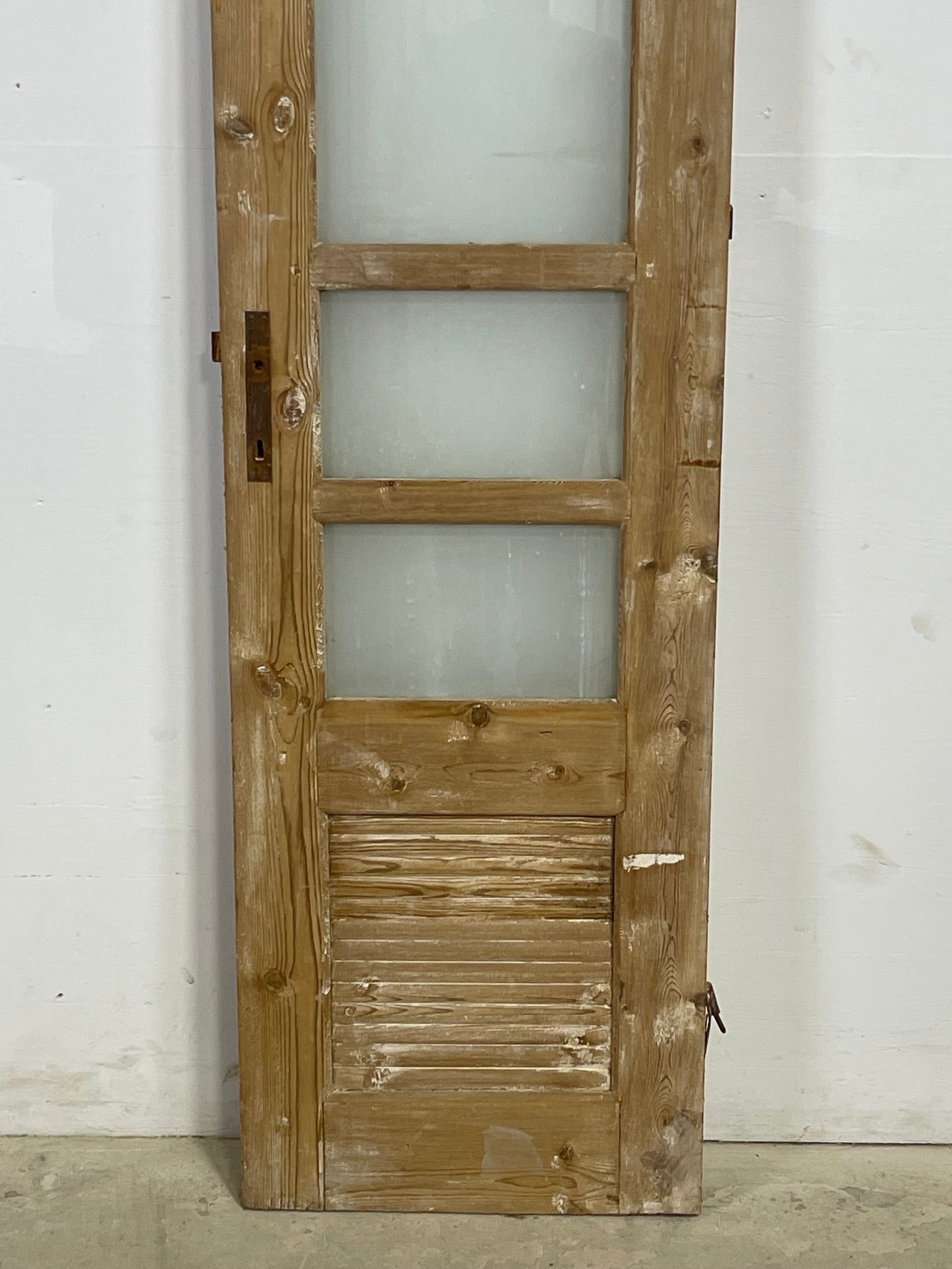 Antique French Panel Door with Glass (91.75x21.5) L391