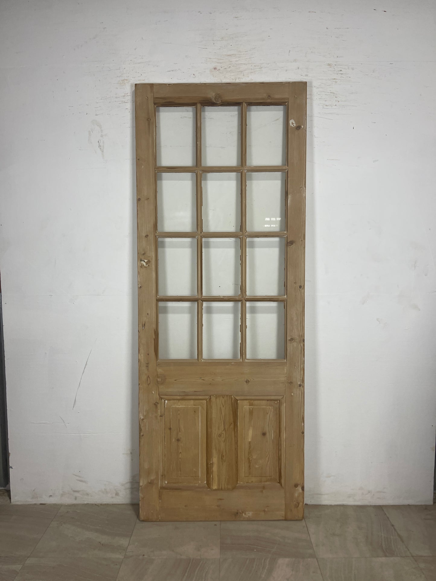 Antique French Panel Door with Glass (91.25 x 35) N221