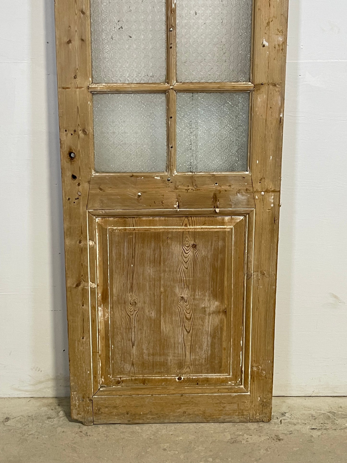 Antique French Panel Door with Glass (87x27.75) L331