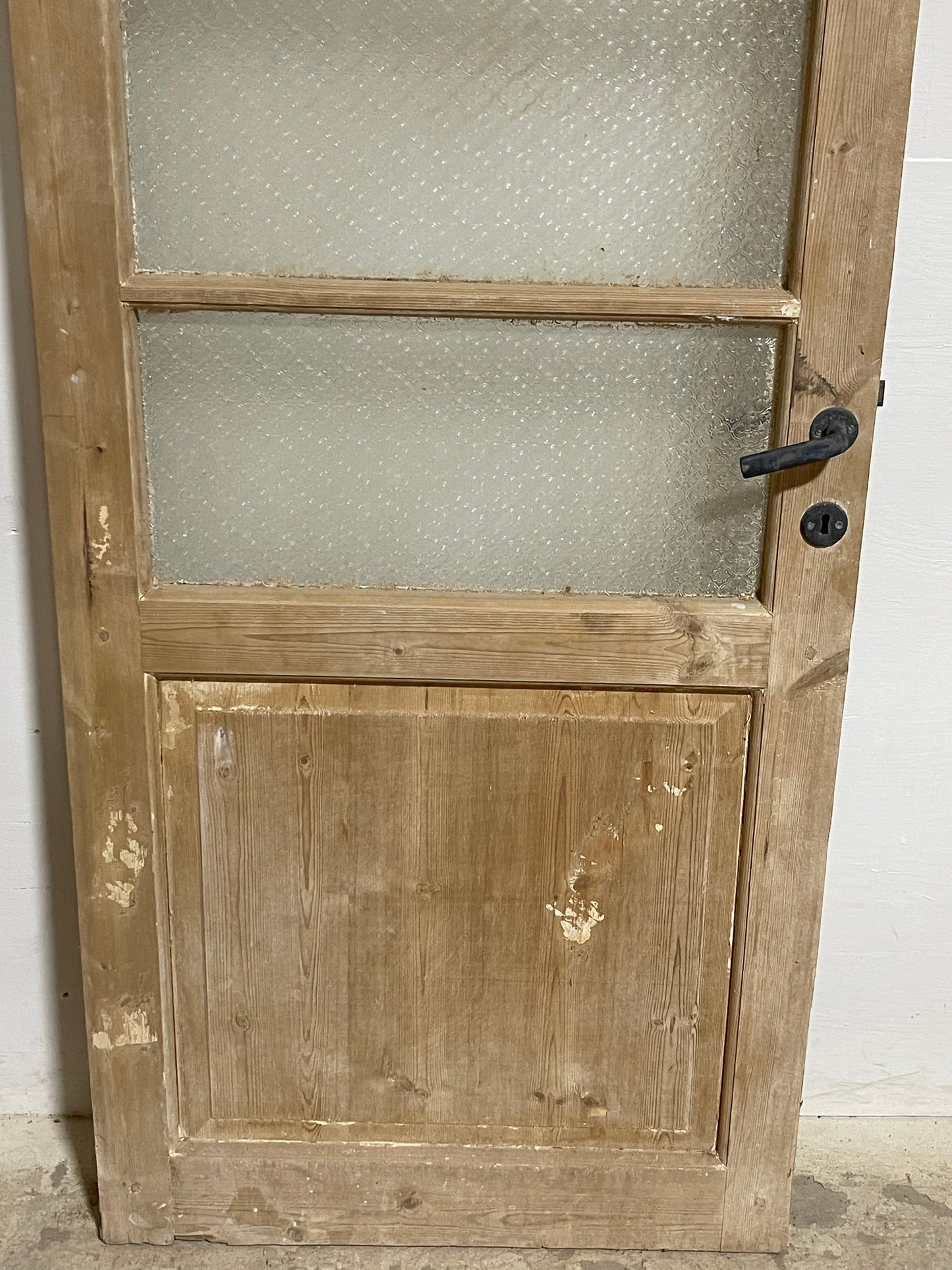 Antique French Panel Door with Glass (84x32) J919
