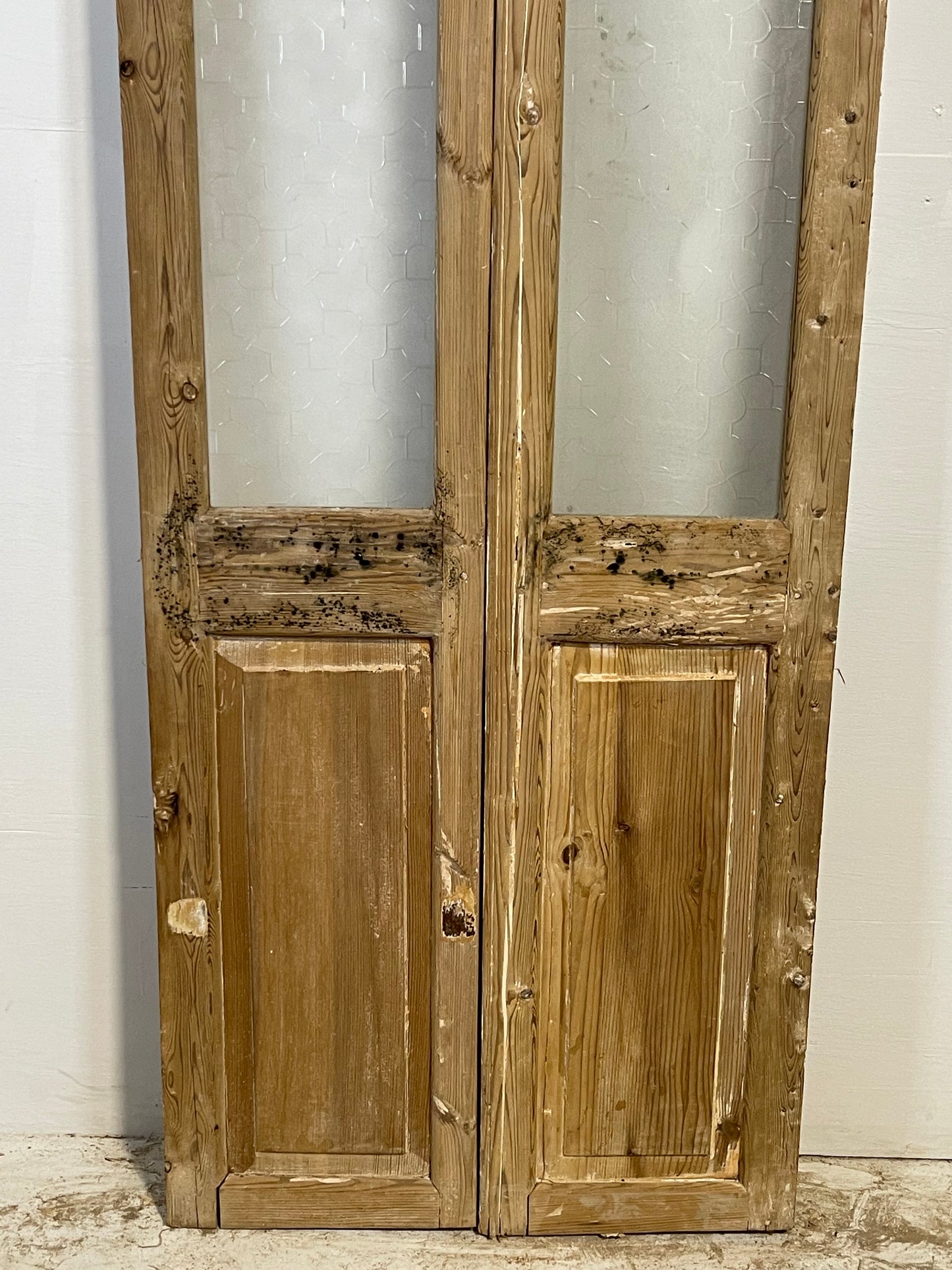 Antique French panel doors with glass (86.5x28.75) L213