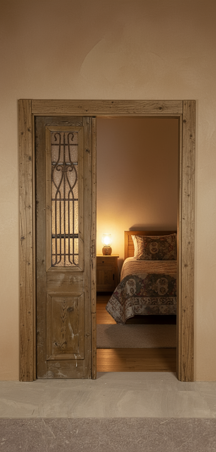 Antique French panel doors with Metal (93x40) P93