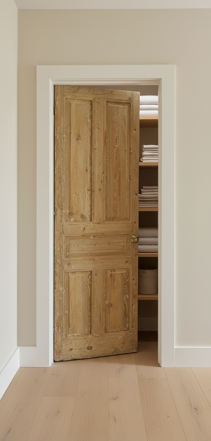 Antique French panel single door wood (95x31) P209