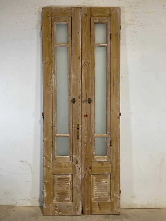 Antique French panel doors with glass (95x35.5) L186