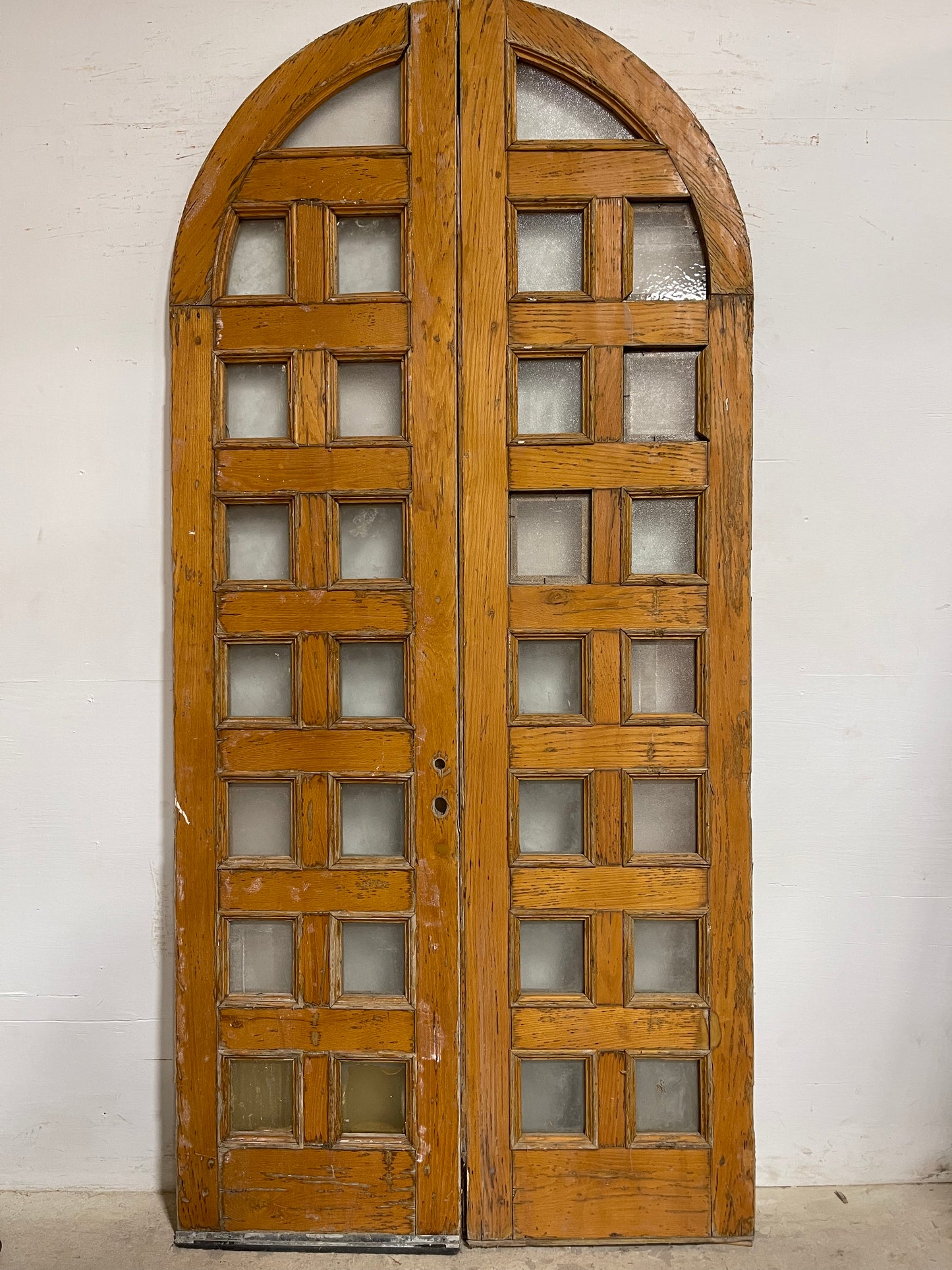 Antique French arched panel doors with glass (105x50) K327