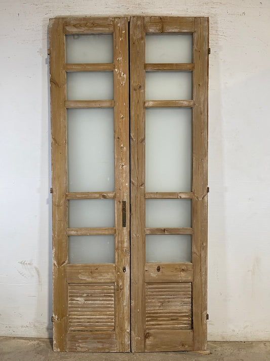 Antique French panel doors with glass (91.25x43.25) L181