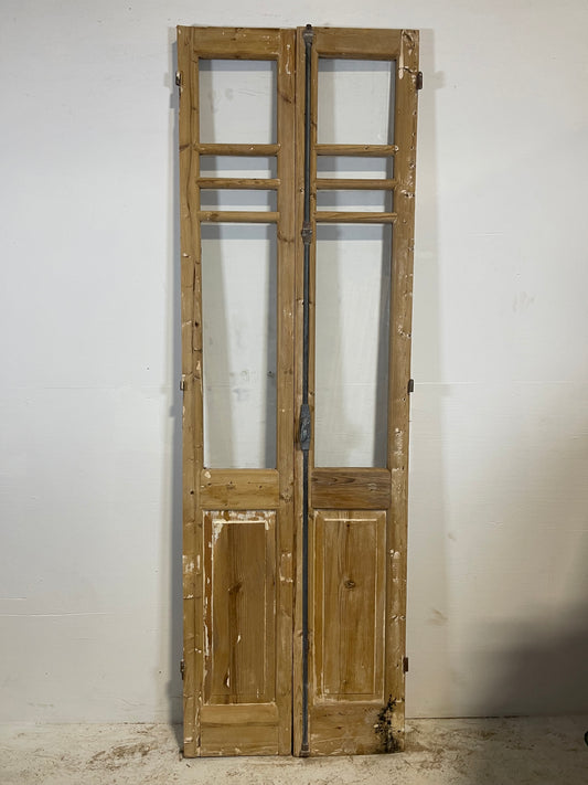 Antique French panel doors with glass (90.5x28.5) L211