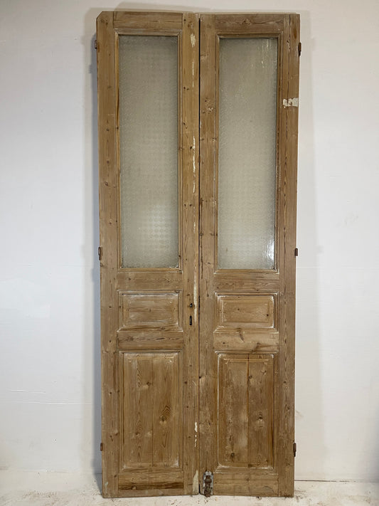 Antique French panel doors with glass (98.75x40.25) L200