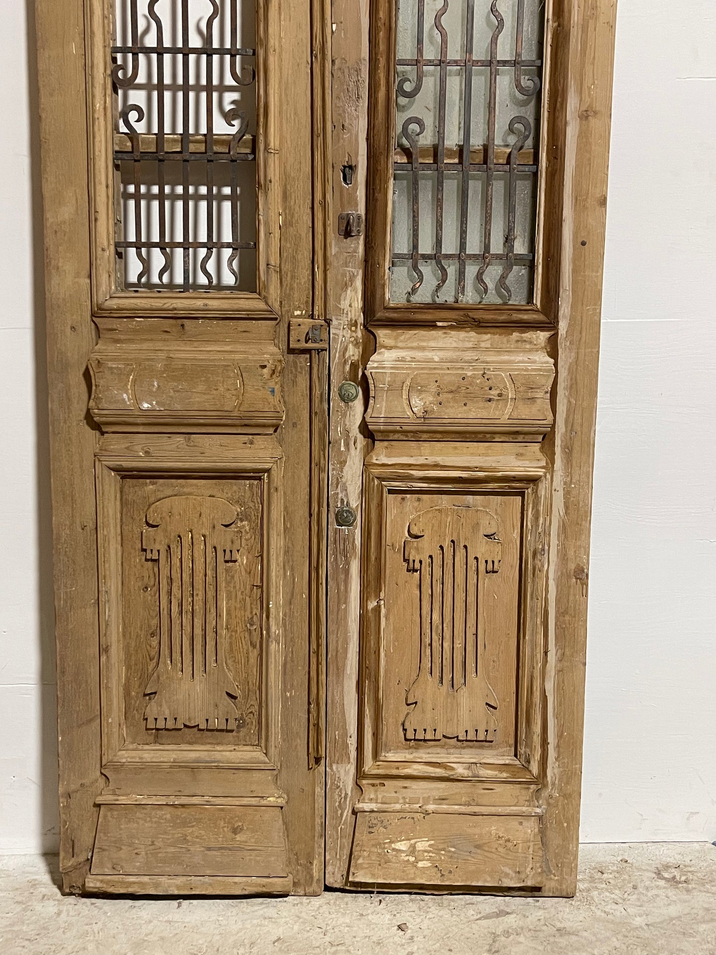Antique French Panel Doors with Metal (97.25x44) J108