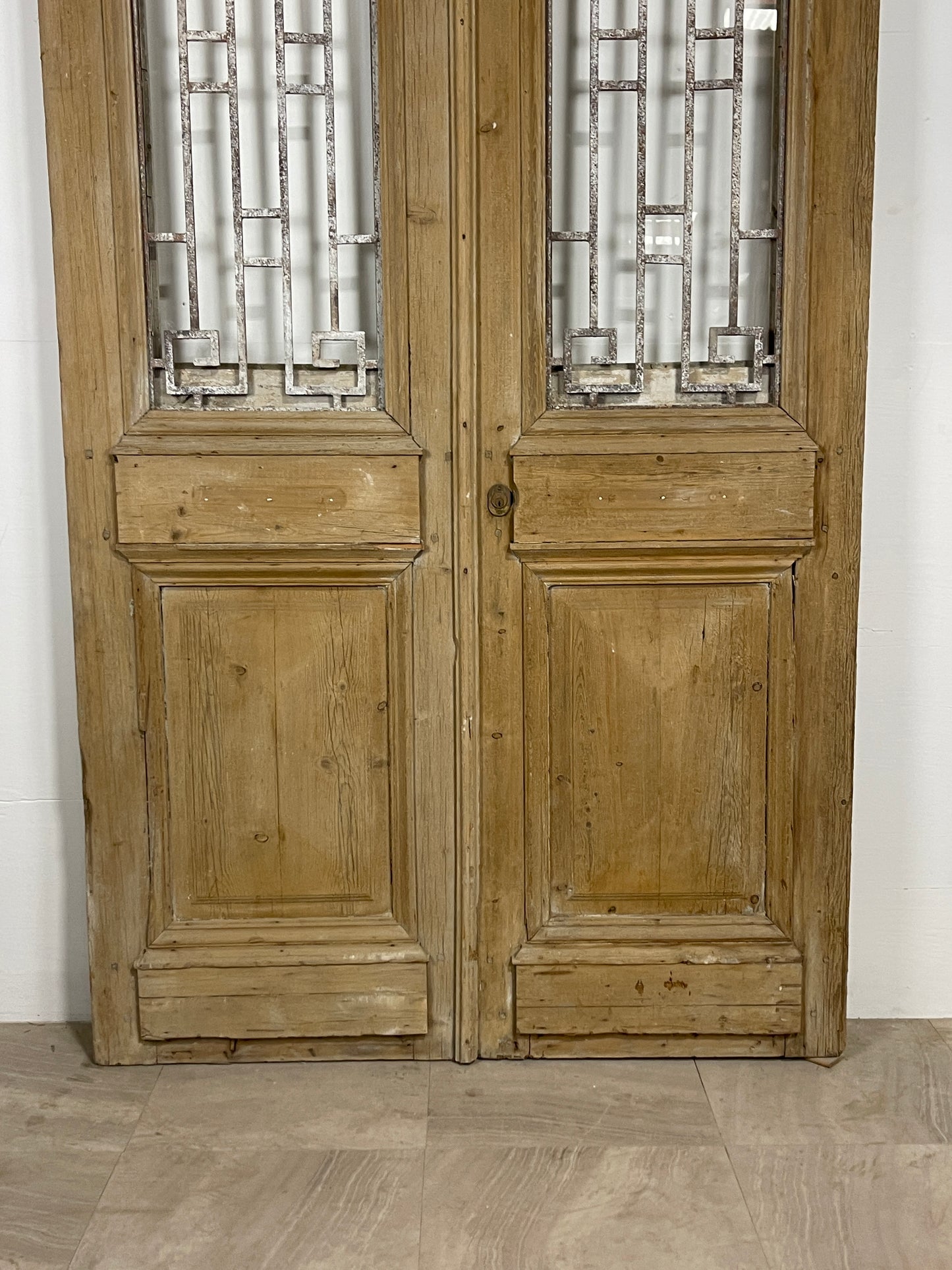 Antique French panel doors with Metal (93 x 50.75) O26