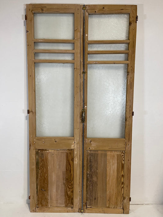 Antique French panel doors with glass (86.5x43) L196