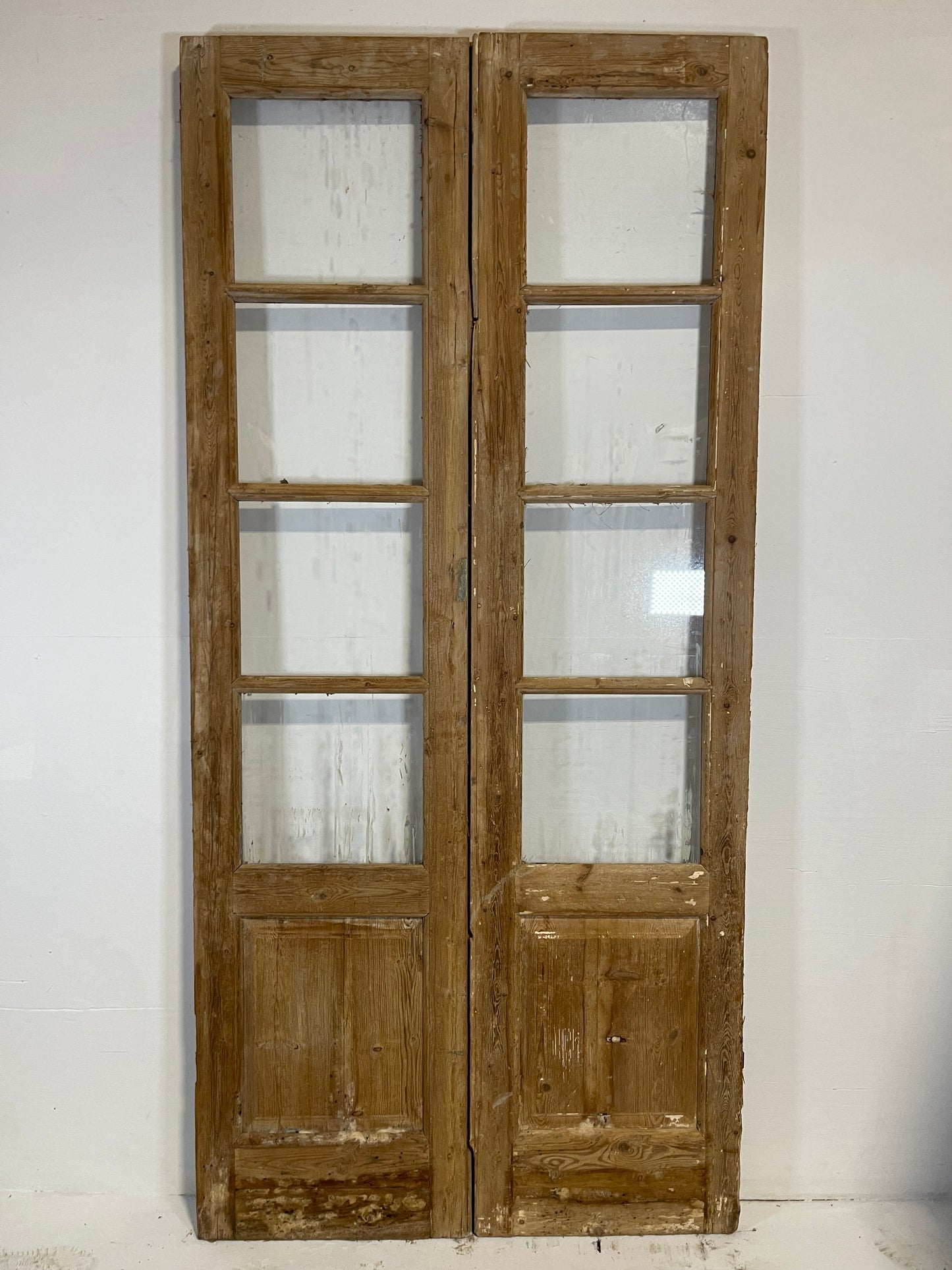 Antique French panel doors with glass (93x43.75) L197