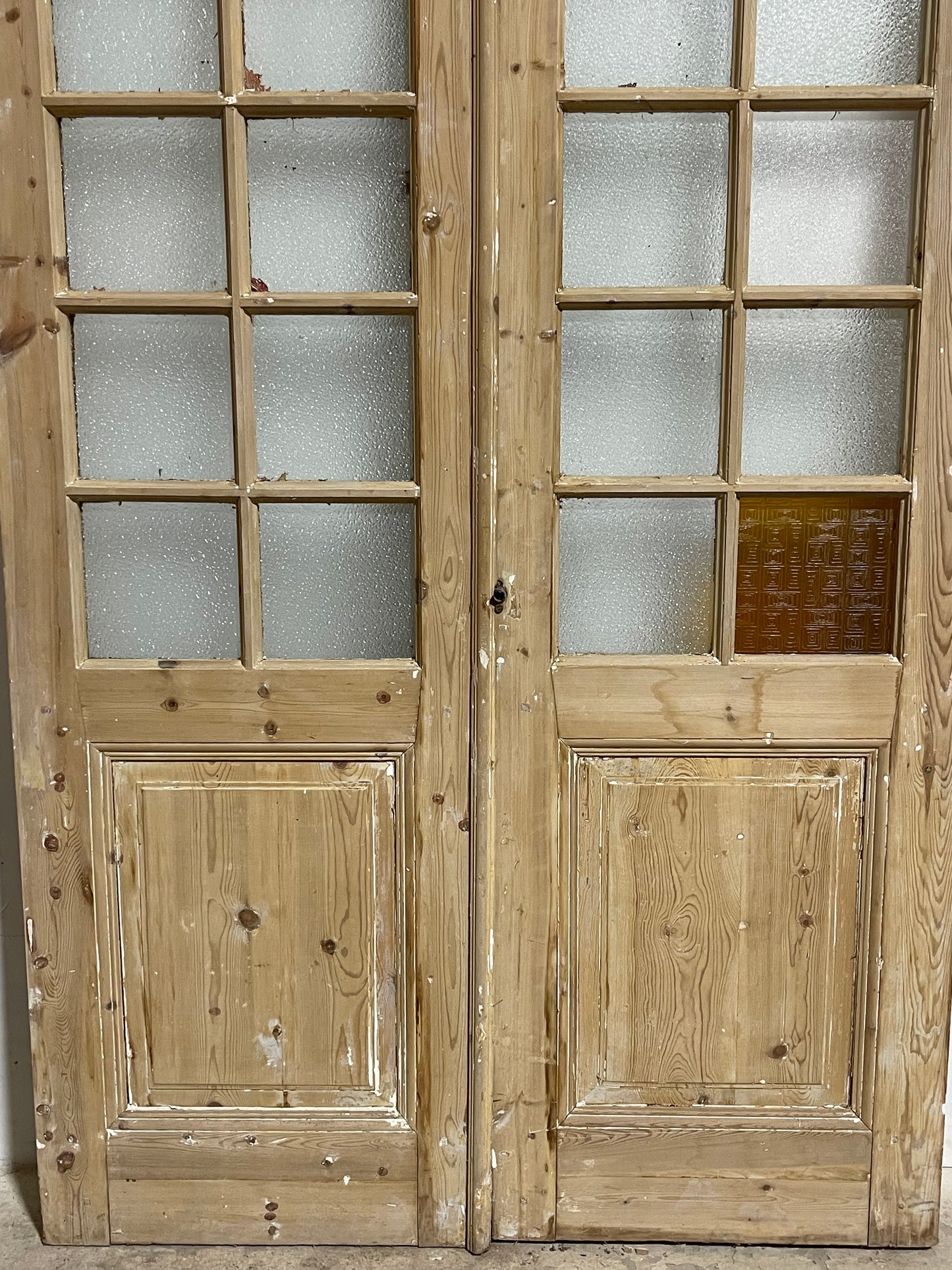 Antique French Panel Doors with glass (101.25x54) K309