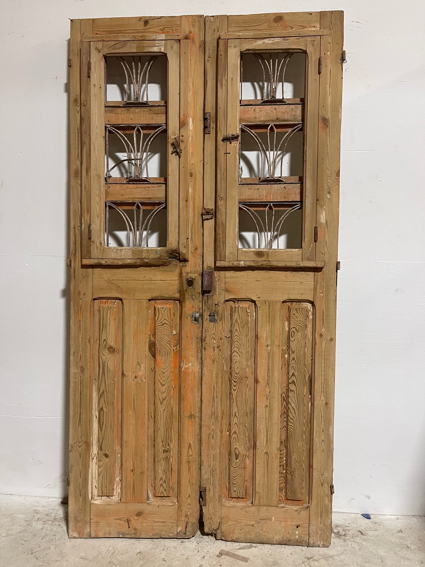 Antique French Panel Door with Metal (87.75x45) J107