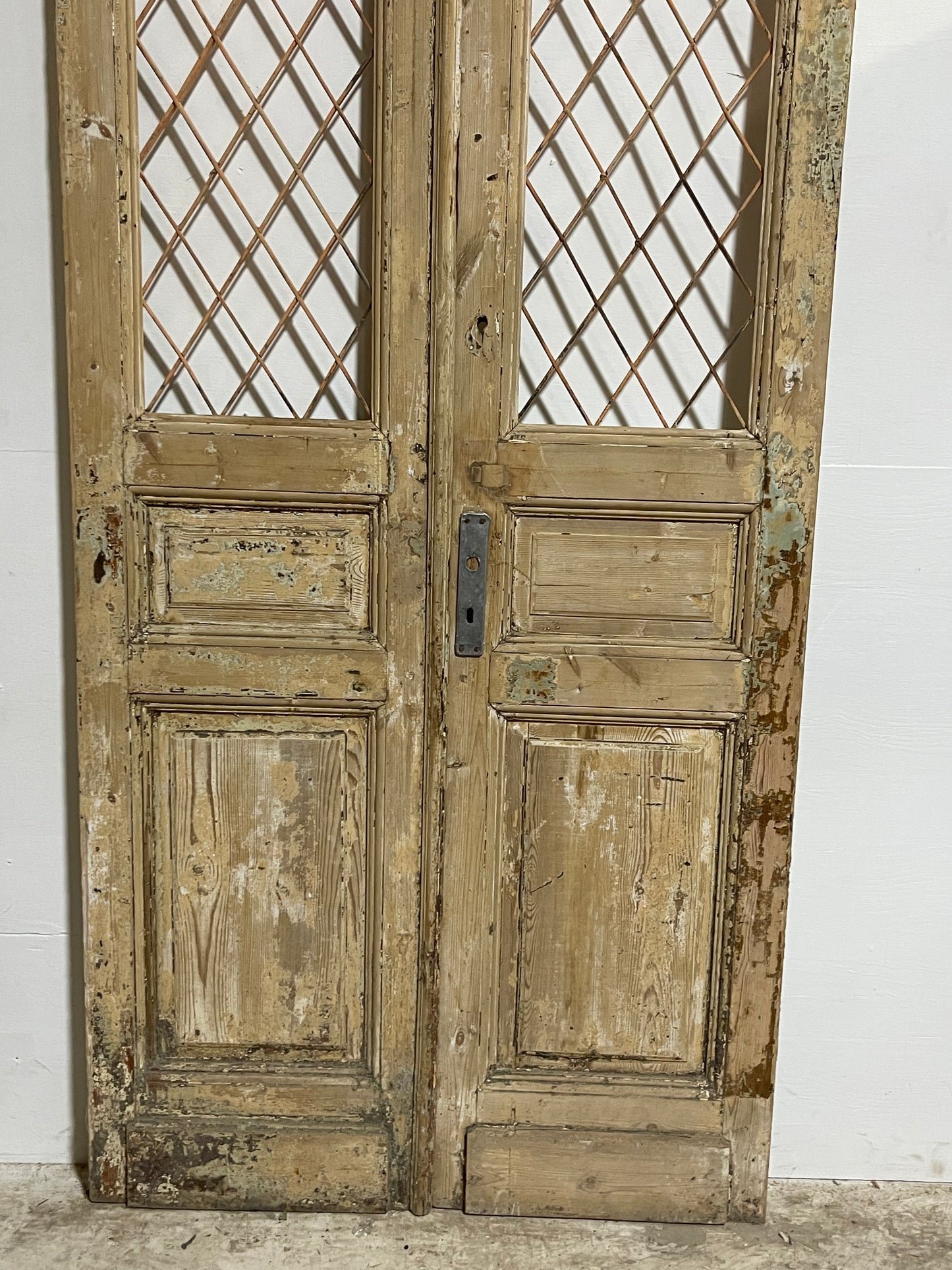 Antique French Panel Door with Metal (96x44) J119