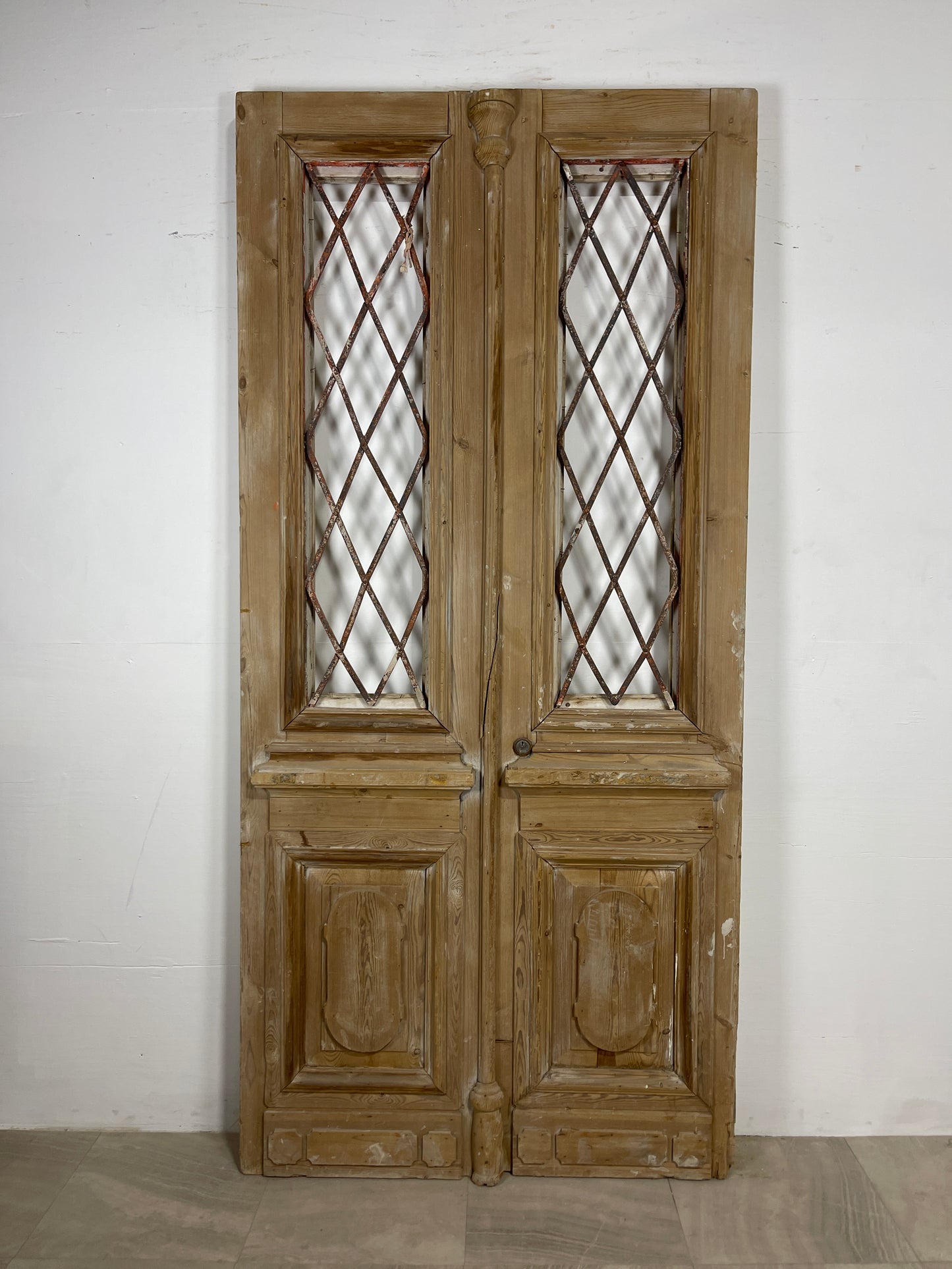 Antique French panel doors with Metal (96 x 44.75) O41