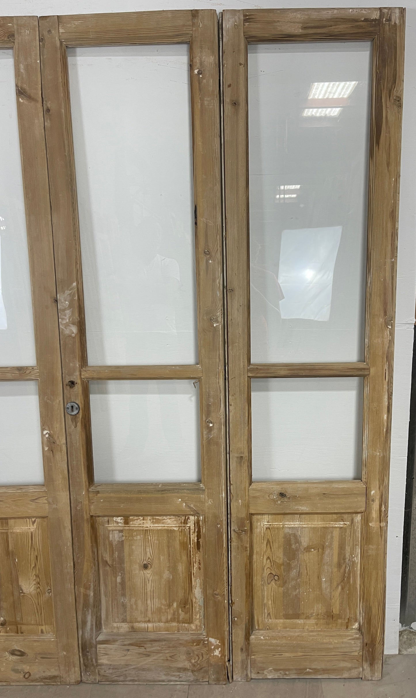 Antique French panel doors with Glass (84.5 X 82.5) O110