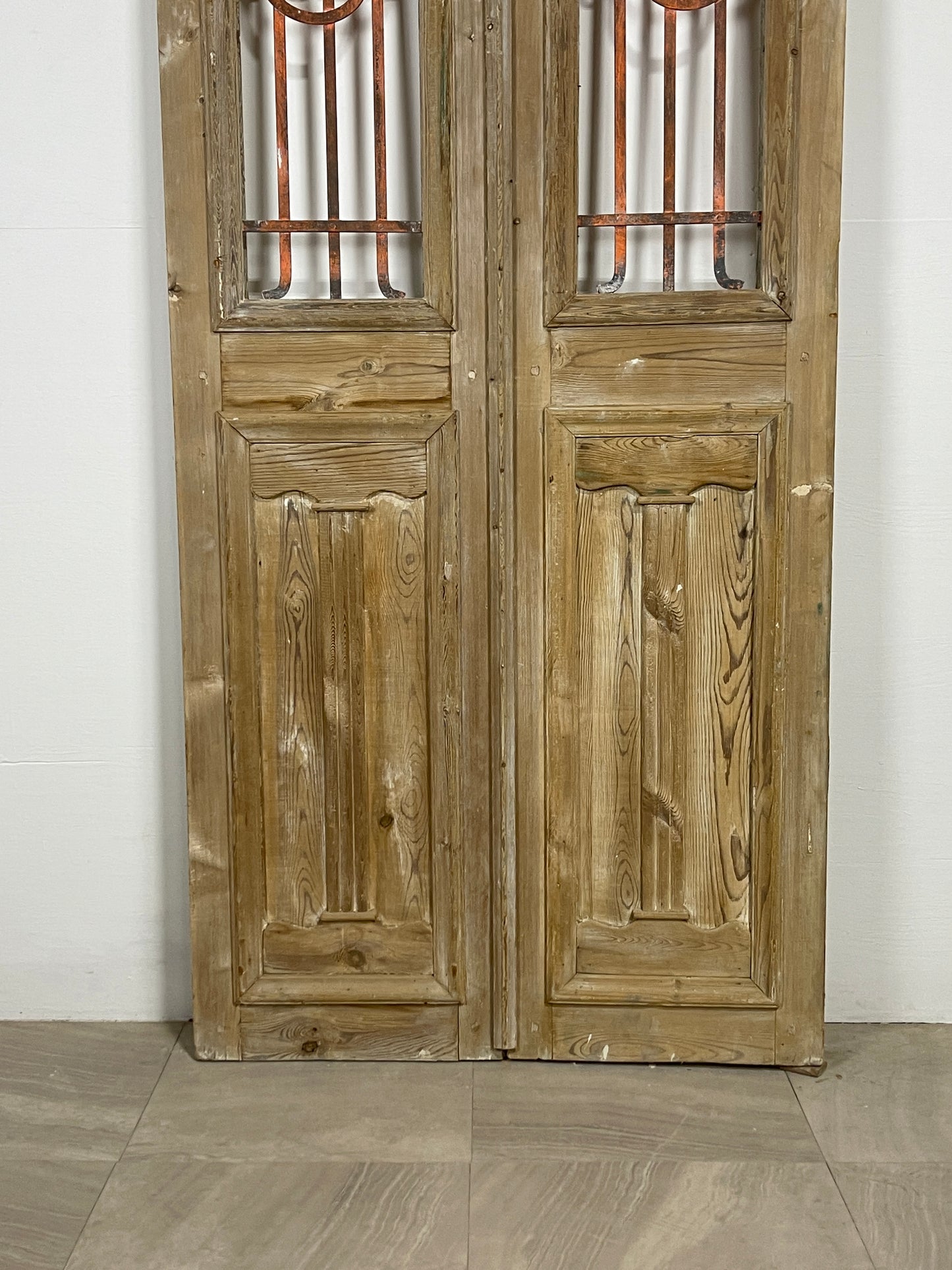 Antique French panel doors with Metal (86 x 36.75) O20