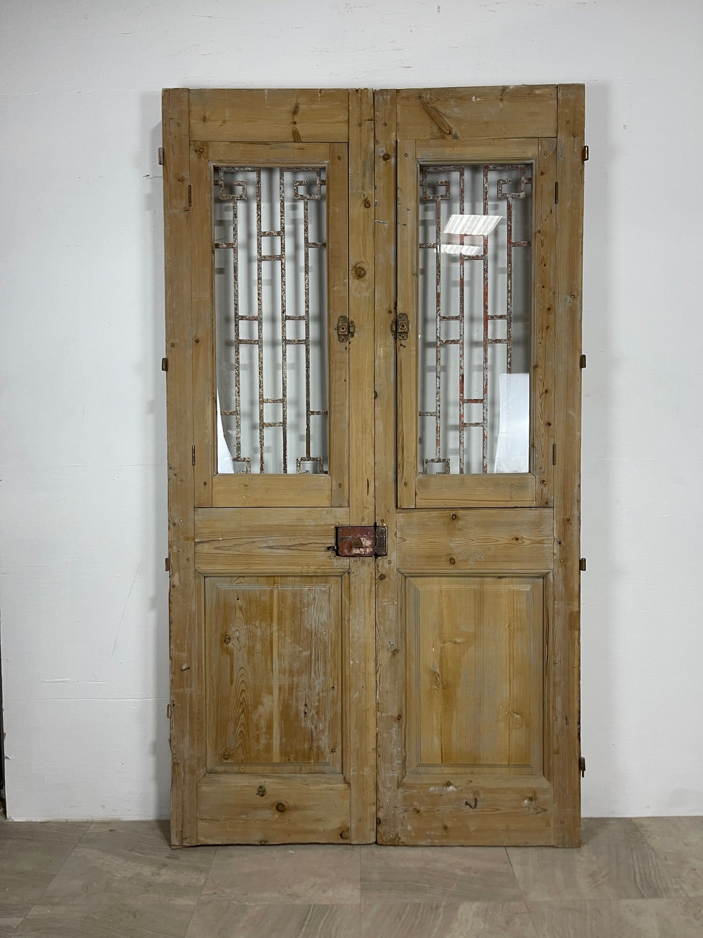Antique French panel doors with Metal (93 x 50.75) O26