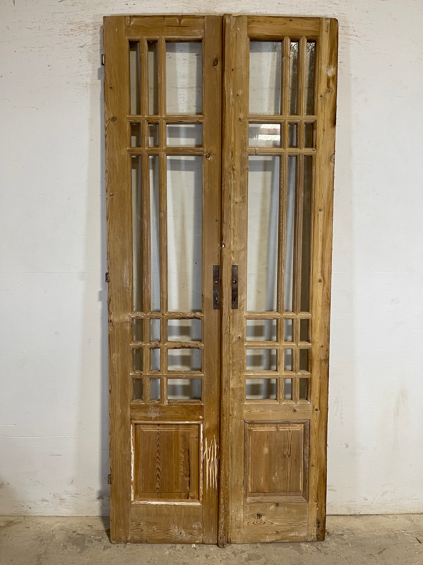 Antique French panel doors with glass (90.25x38.25) L108