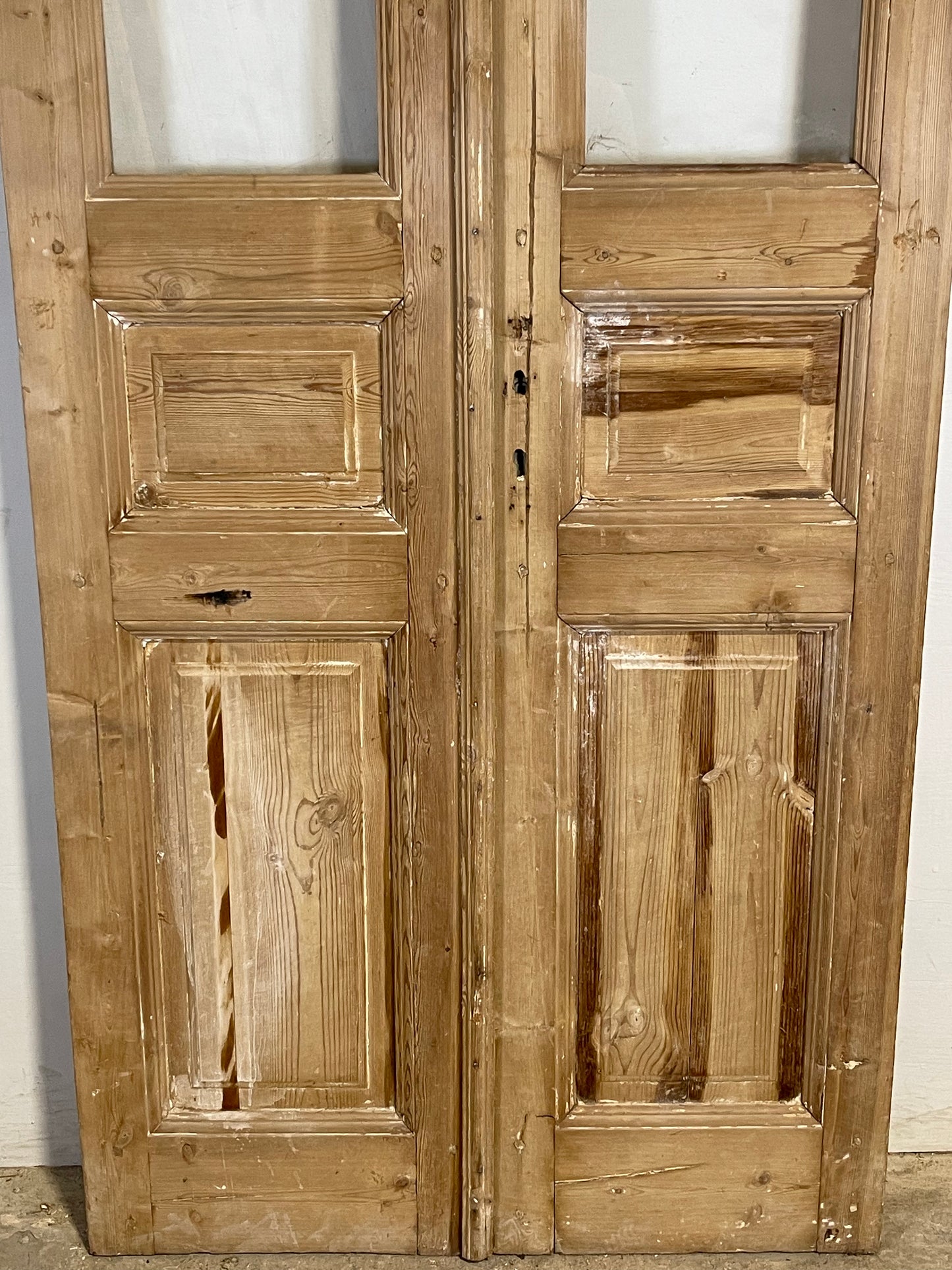 Antique French panel doors with glass (94.25x38.5) K341
