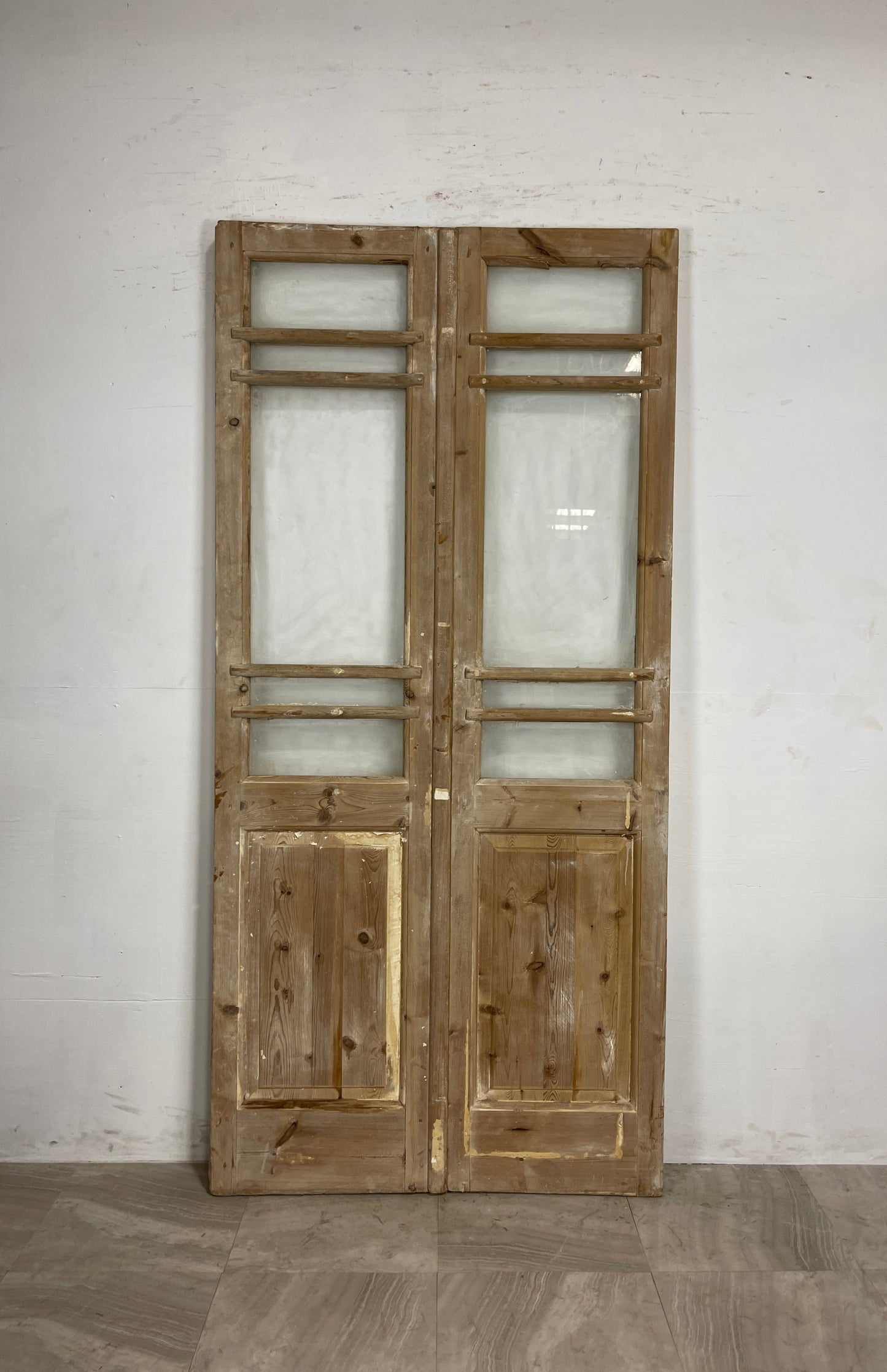 Antique French Panel Doors with Glass (91 x 43) N046