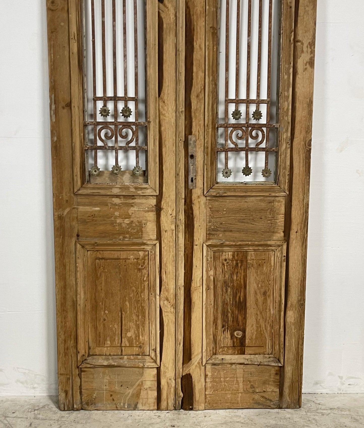 Antique French Panel Doors with Metal (92 x 44) N014
