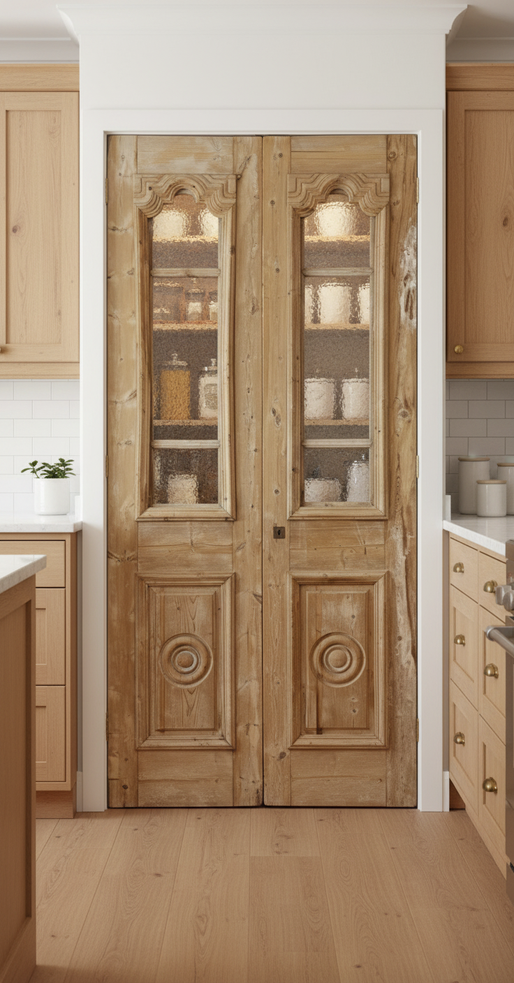 Antique French panel doors with Glass (93x43.5) P178