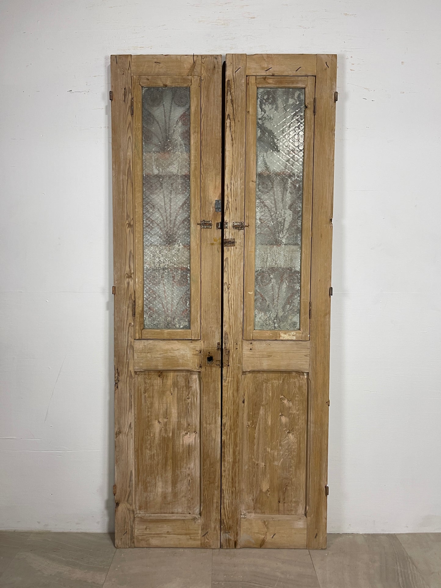 Antique French panel doors with Metal (90.5 x 40.25) O57