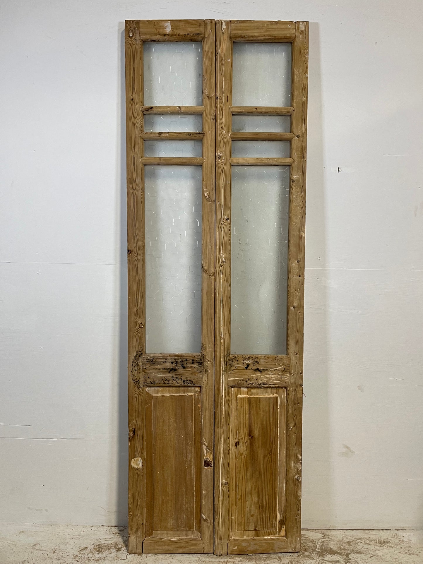 Antique French panel doors with glass (86.5x28.75) L213