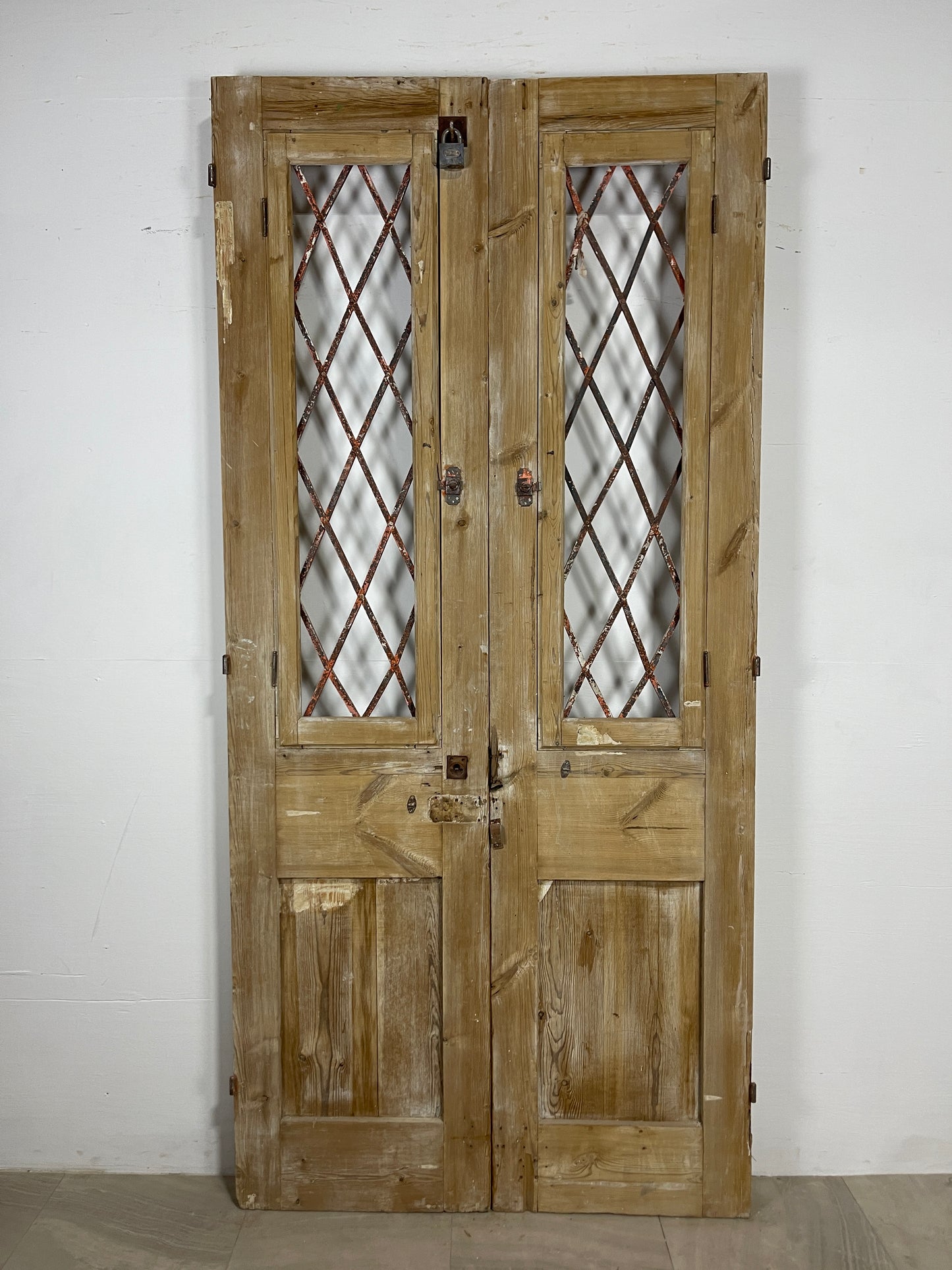 Antique French panel doors with Metal (96 x 44.75) O41