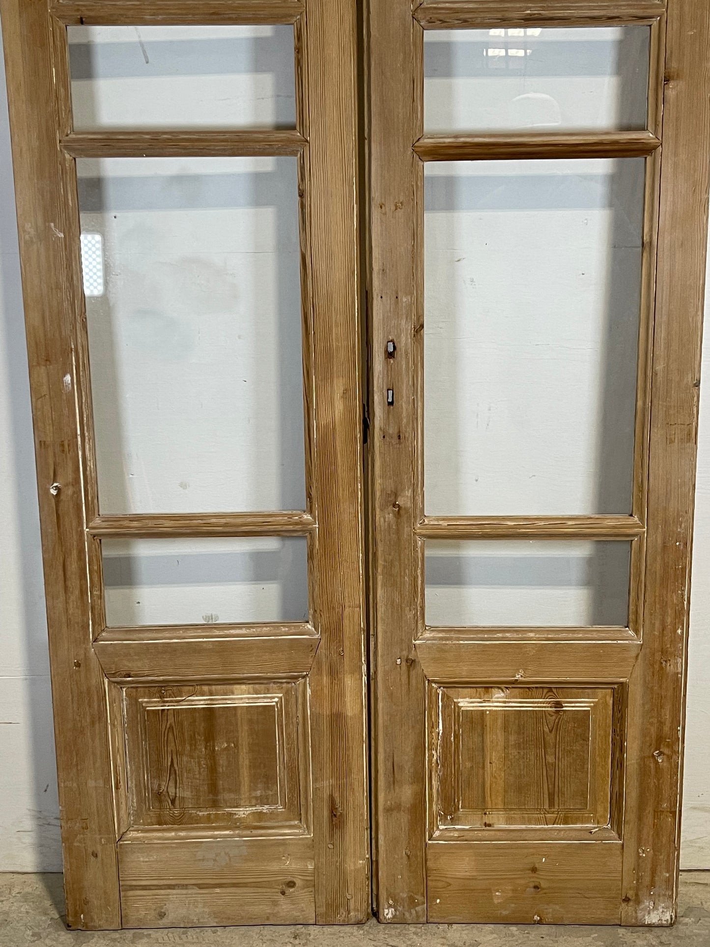 Antique French panel doors with glass (99.25x44) K316
