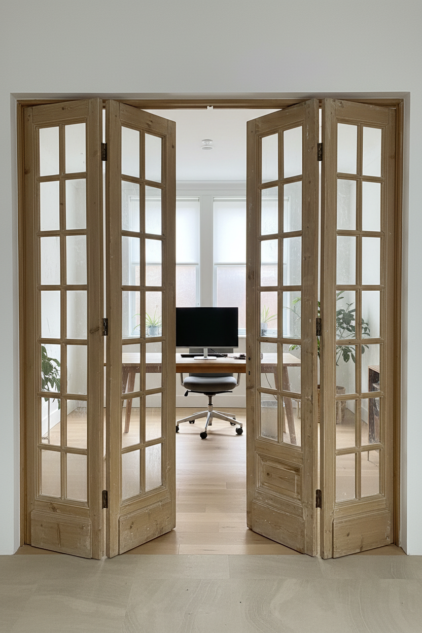 Antique French panel doors with Glass 4 Piece set (90x77.5) P187