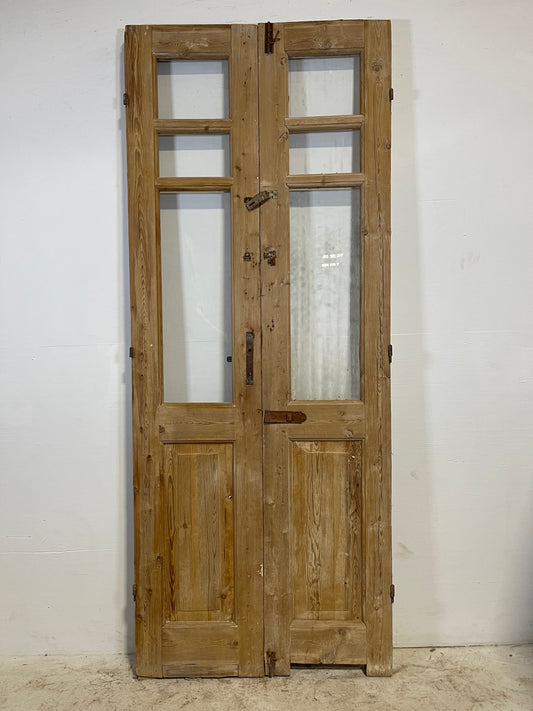 Antique French panel doors with glass (91.25x36.5) L224