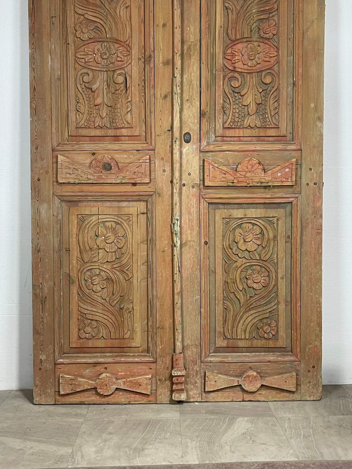 Antique French panel doors with Carvings (112 x 58.75) O7