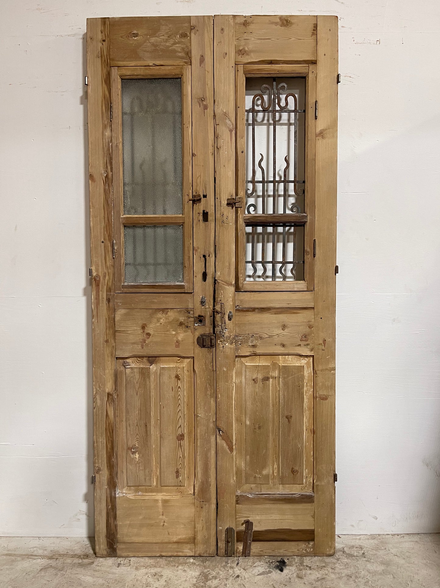 Antique French Panel Doors with Metal (97x44.75) J113