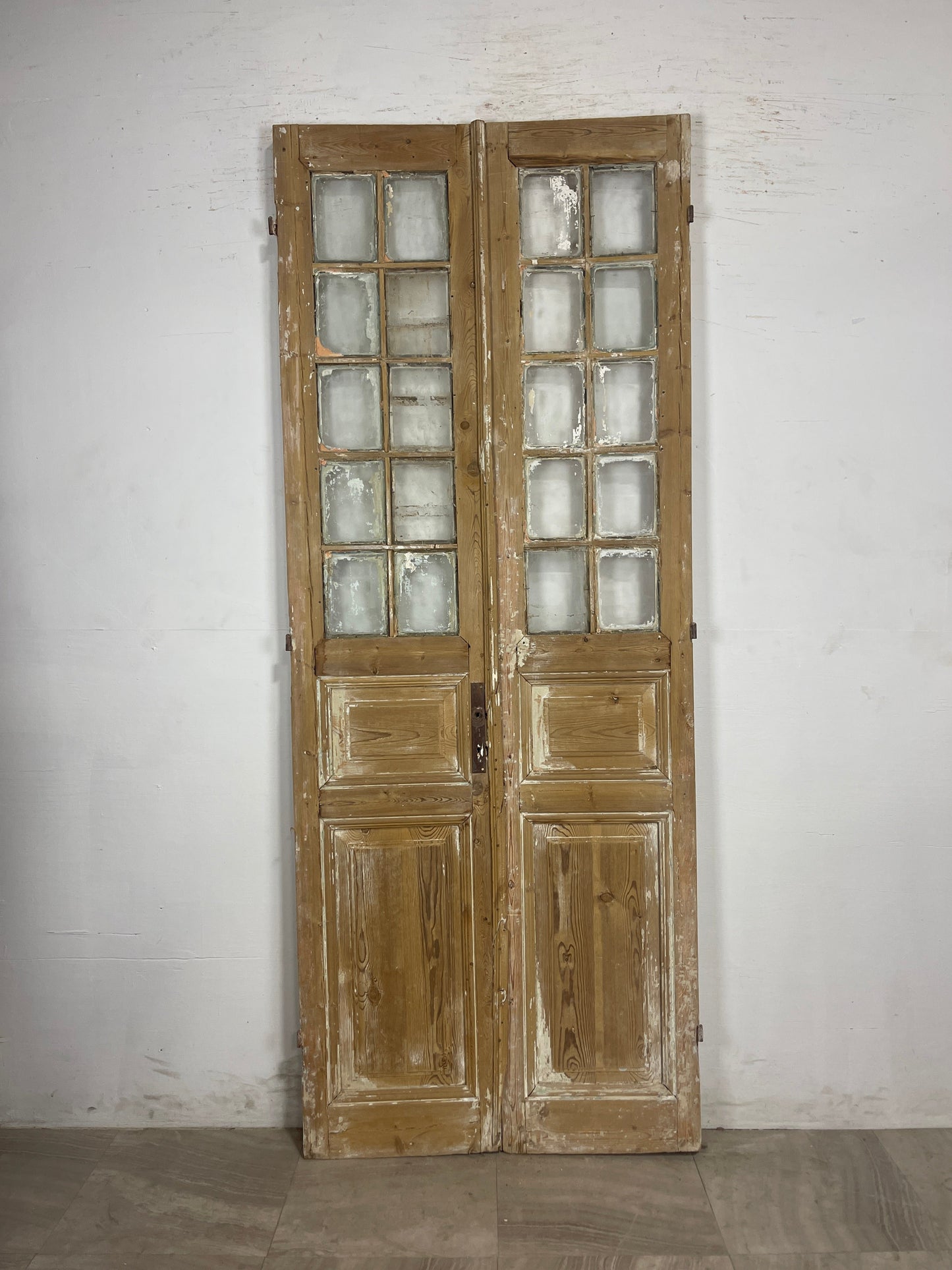 Antique French Panel Doors with glass (92.5 x 36.5)   N152