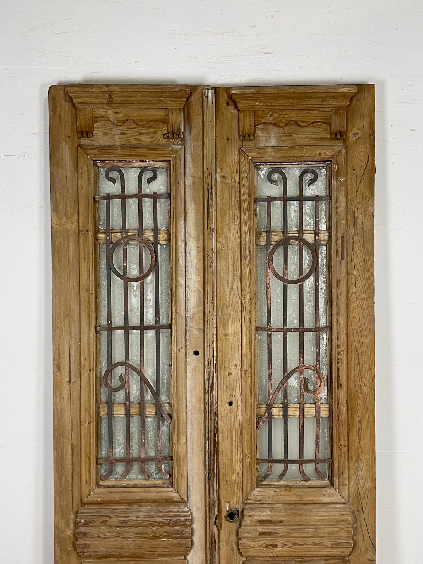 Antique French panel doors with Metal ( 93.25 x 39.5) O32