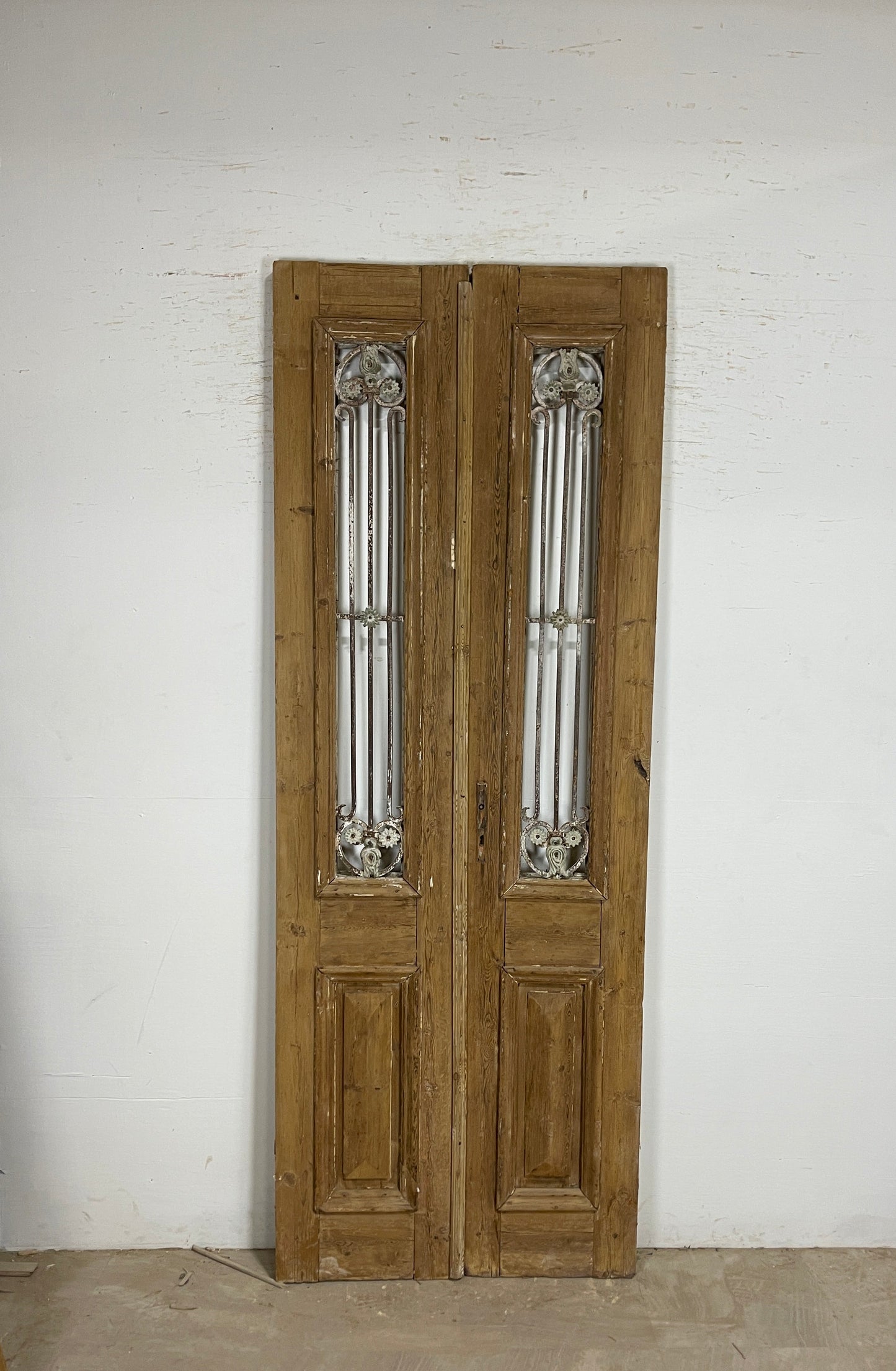 Antique French panel doors with Metal (98 x 36.5) P73