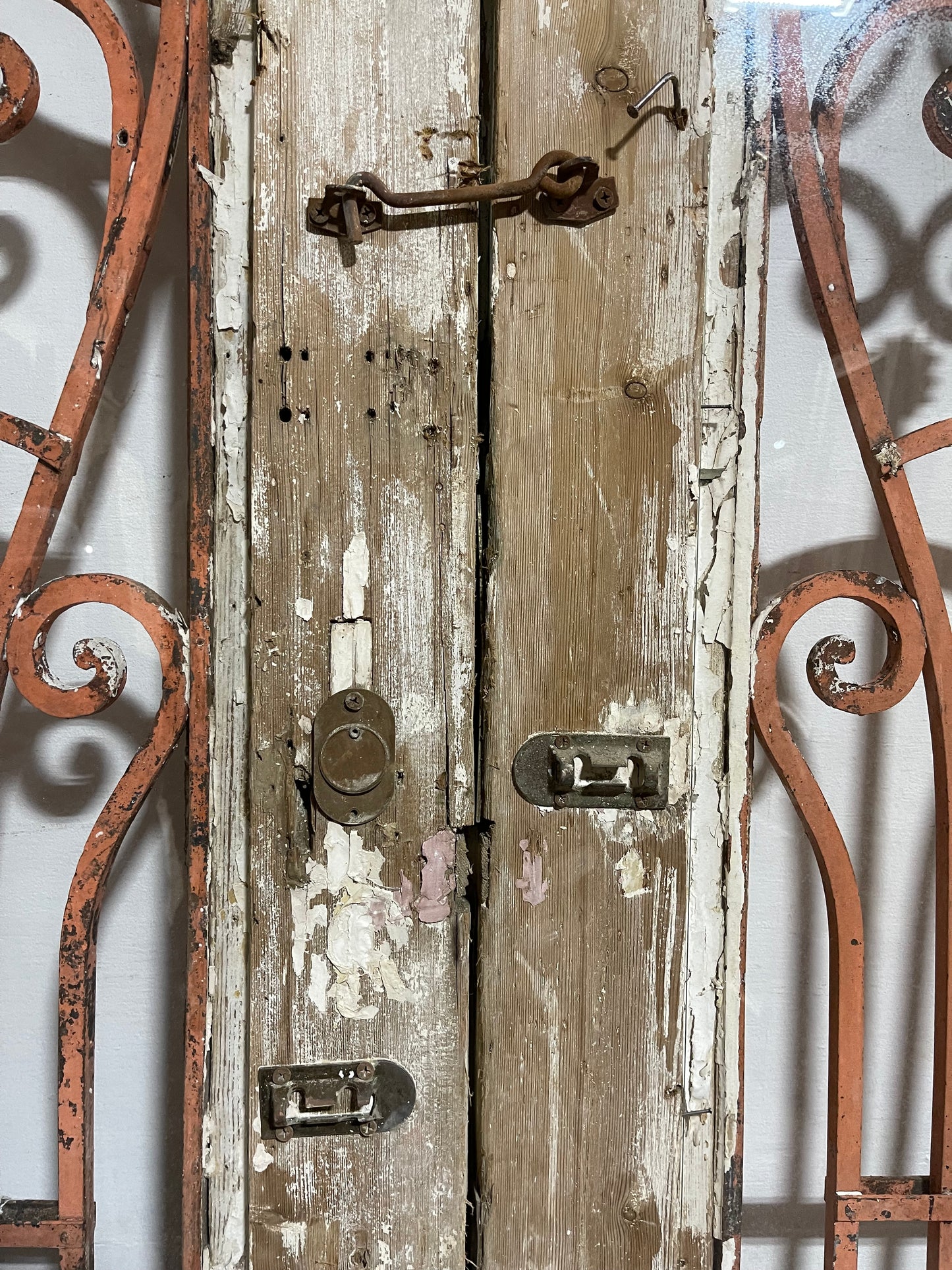 Antique French Panel Doors with Metal (90.25x44) L010