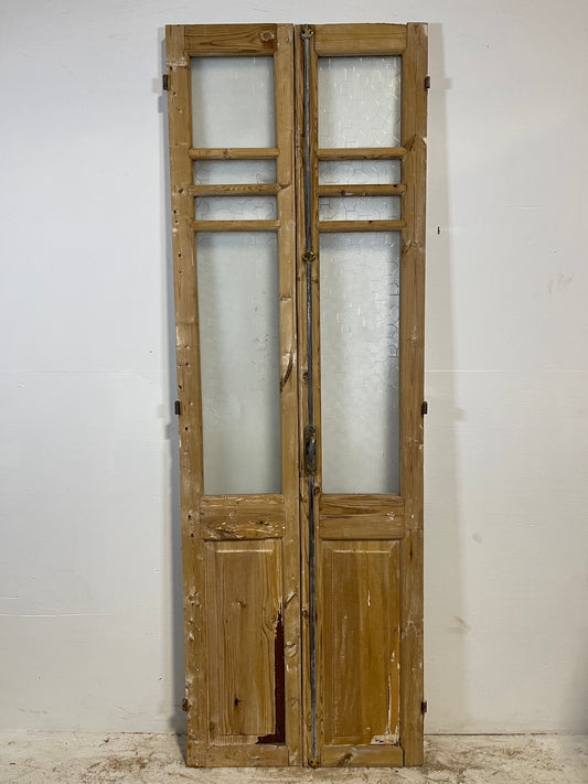 Antique French panel doors with glass (86.5x28.75) L213