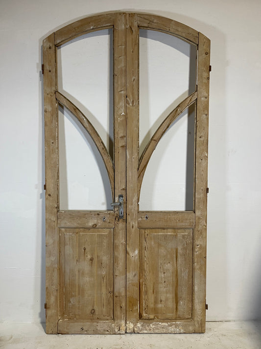 Antique French panel doors with glass with Transom  (NO GLASS)(100.5x51.5) L204