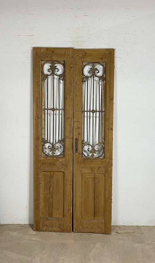 Antique French panel doors with Metal (91 x 40) P70